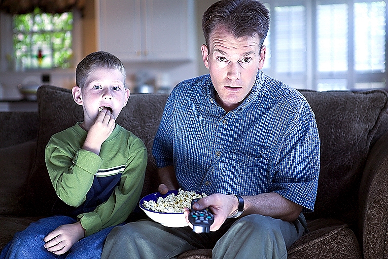 Family watch TV.