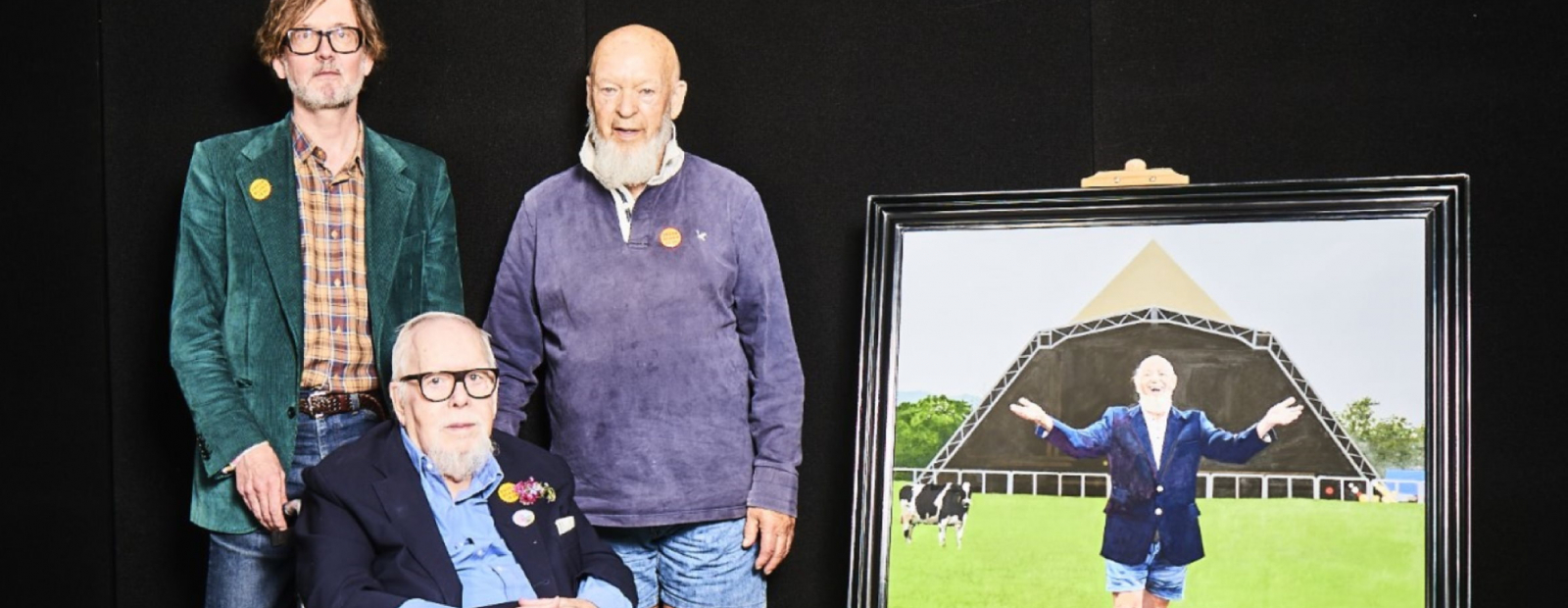 The founder of the Glastonbury festival, Michael Eaves, is immortalized in a portrait painted by Peter Blake / Diena