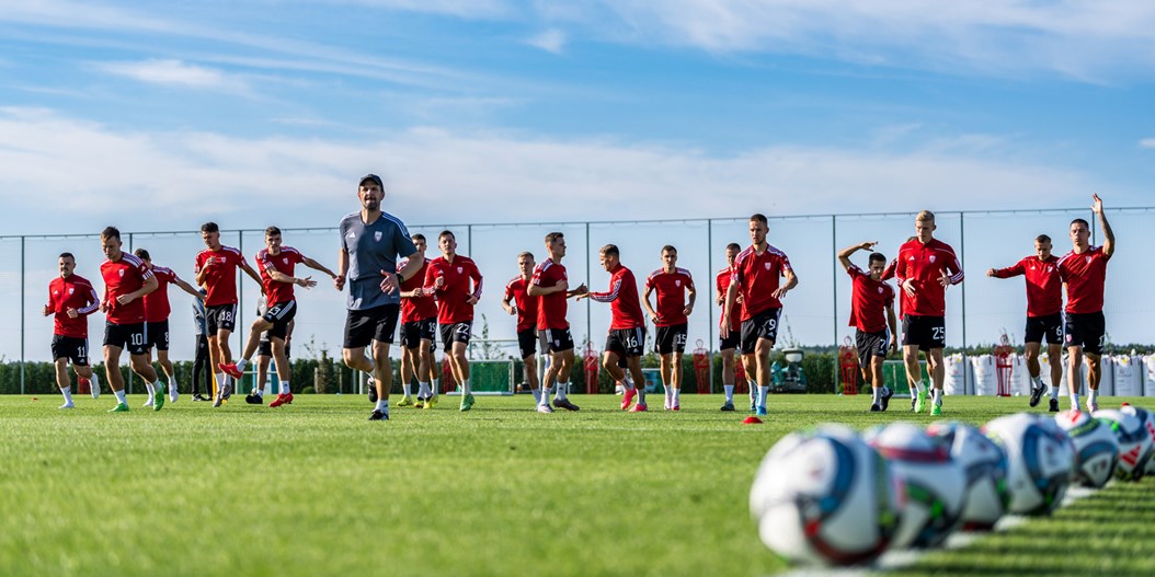 Latvian football team before matches with Azerbaijan and Albania four debutants / day