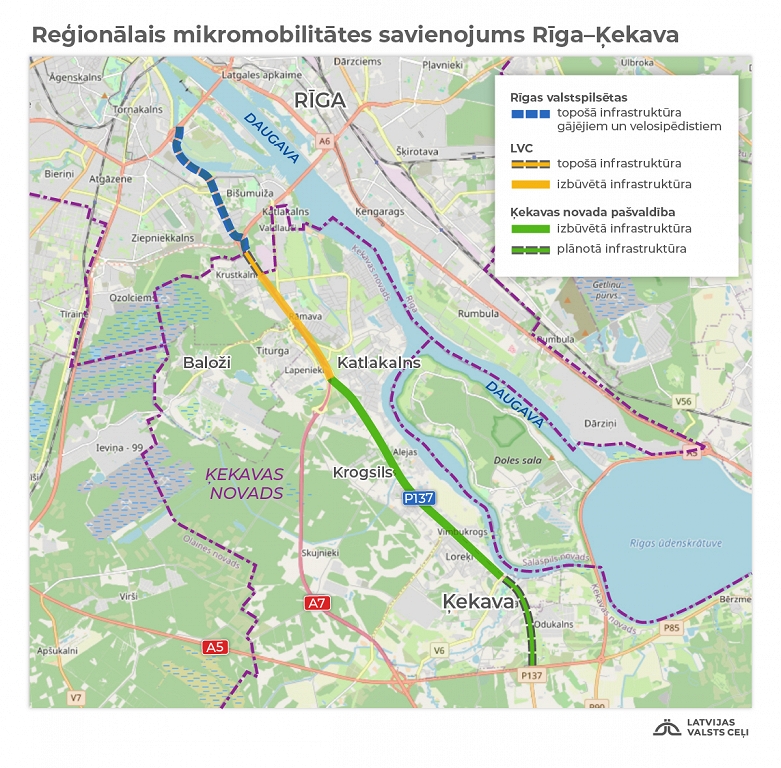 Pie Bauskas šosejas ievada Rīgā top Ķekavas un Rīgas mikromobilitātes savienojums